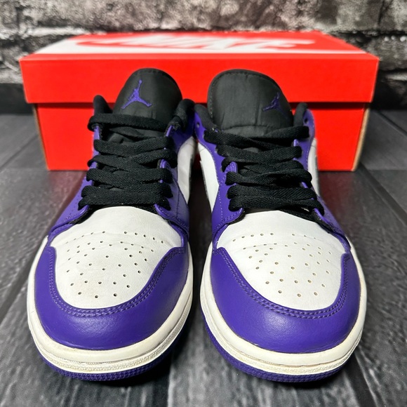 Jordan 1 Low Black Court Purple White US Men Size 8 - Picture 3 of 15